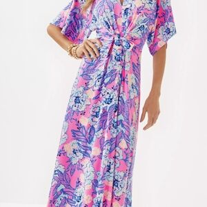 Lilly Pulitzer Pink and Blue Floral Maxi Dress